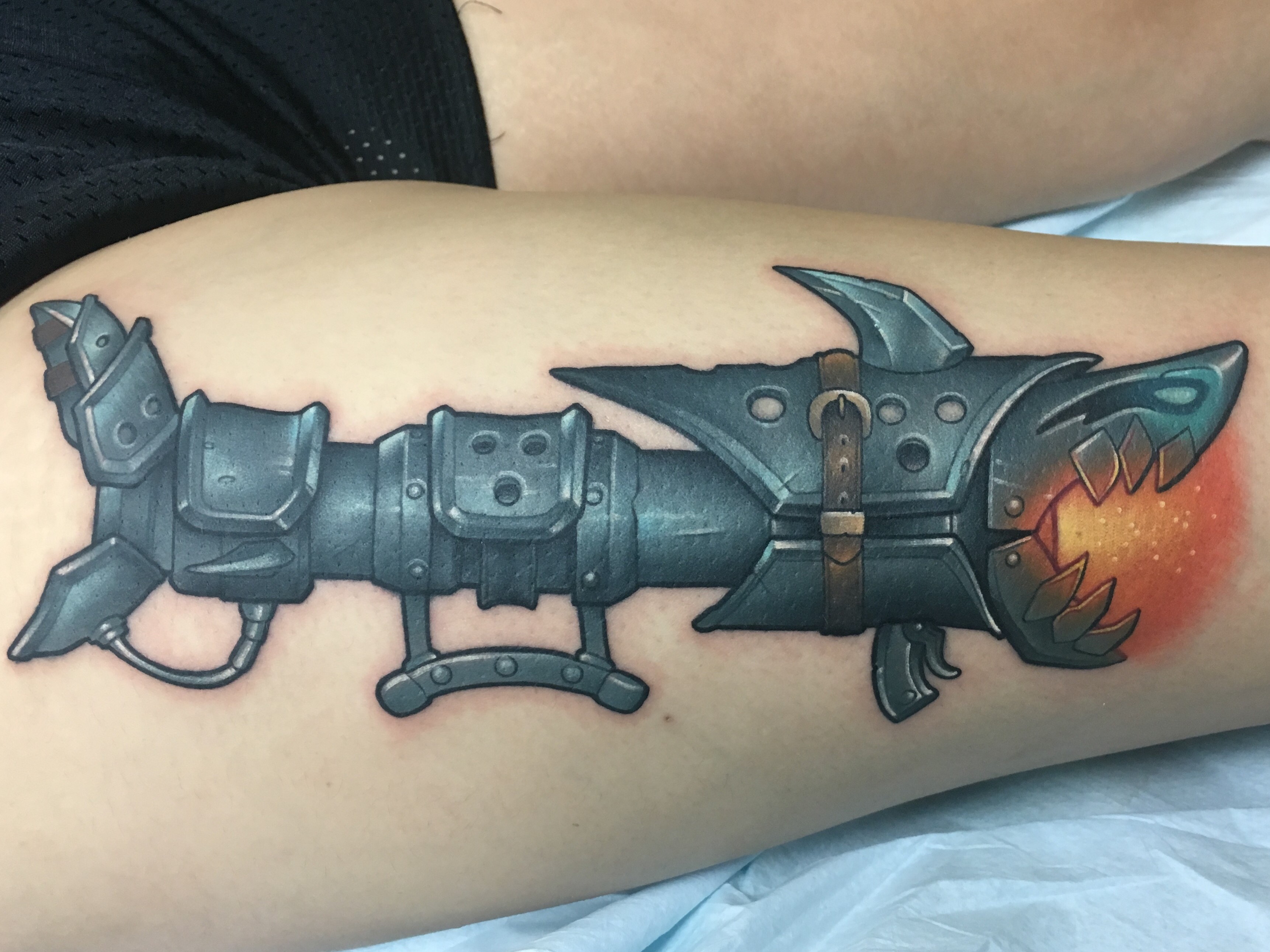 Jinx League of Legends Video Game Tattoo for a Gamer by Cracker Joe Swider in Connecticut